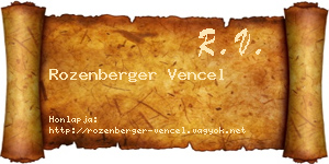 Rozenberger Vencel névjegykártya